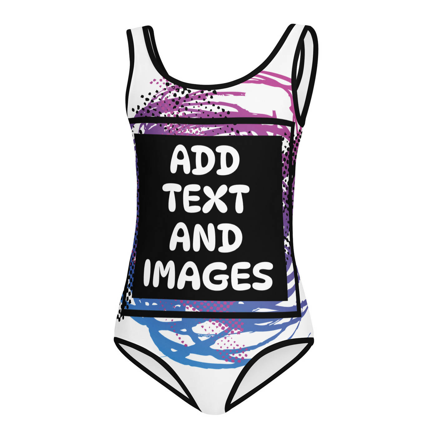 Kids Girls' One-Piece Swimsuit (All-Over Print) (Black Stitch) - Design Your Own