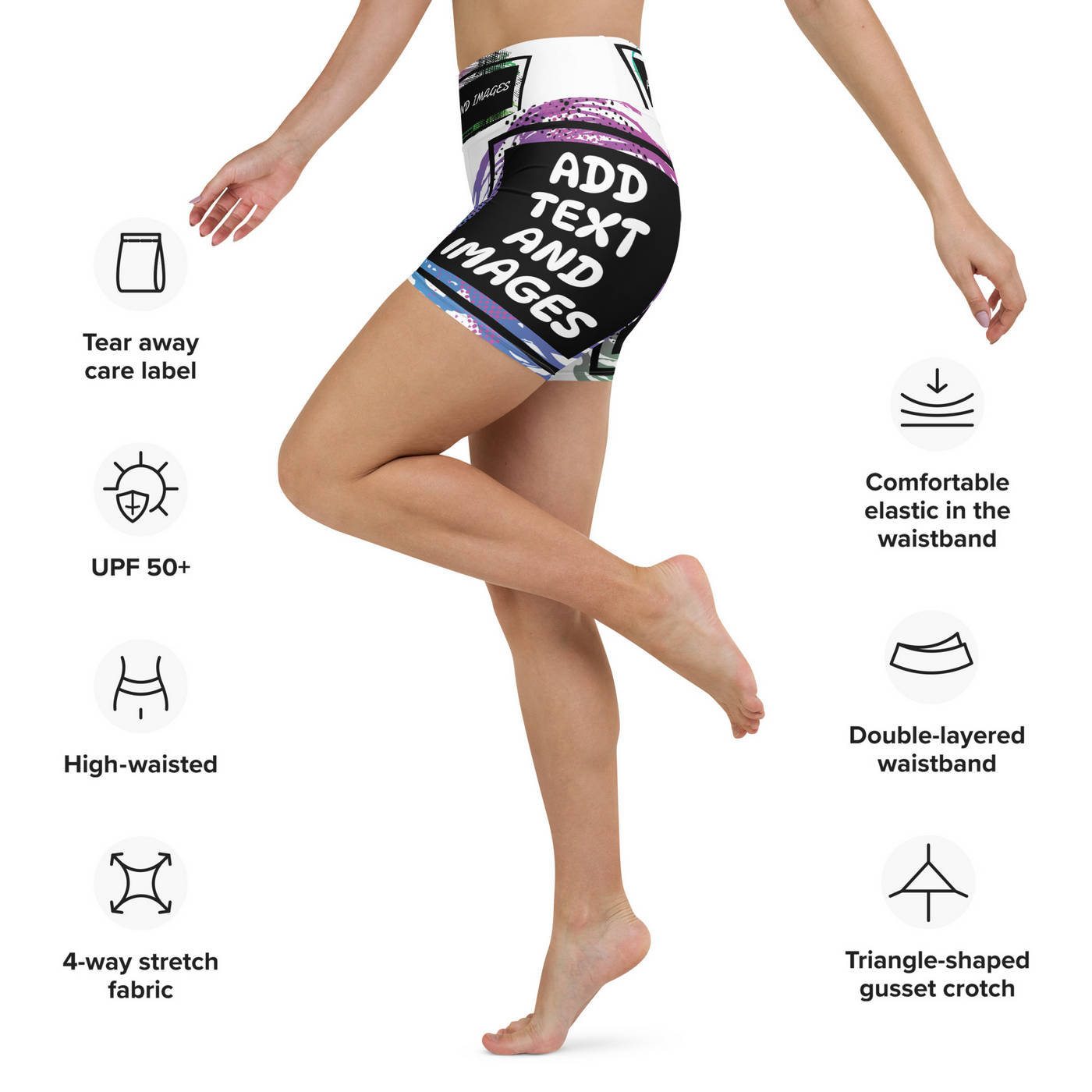 Women's Everyday Yoga Shorts (All-Over Print) (White Stitch) - Design Your Own