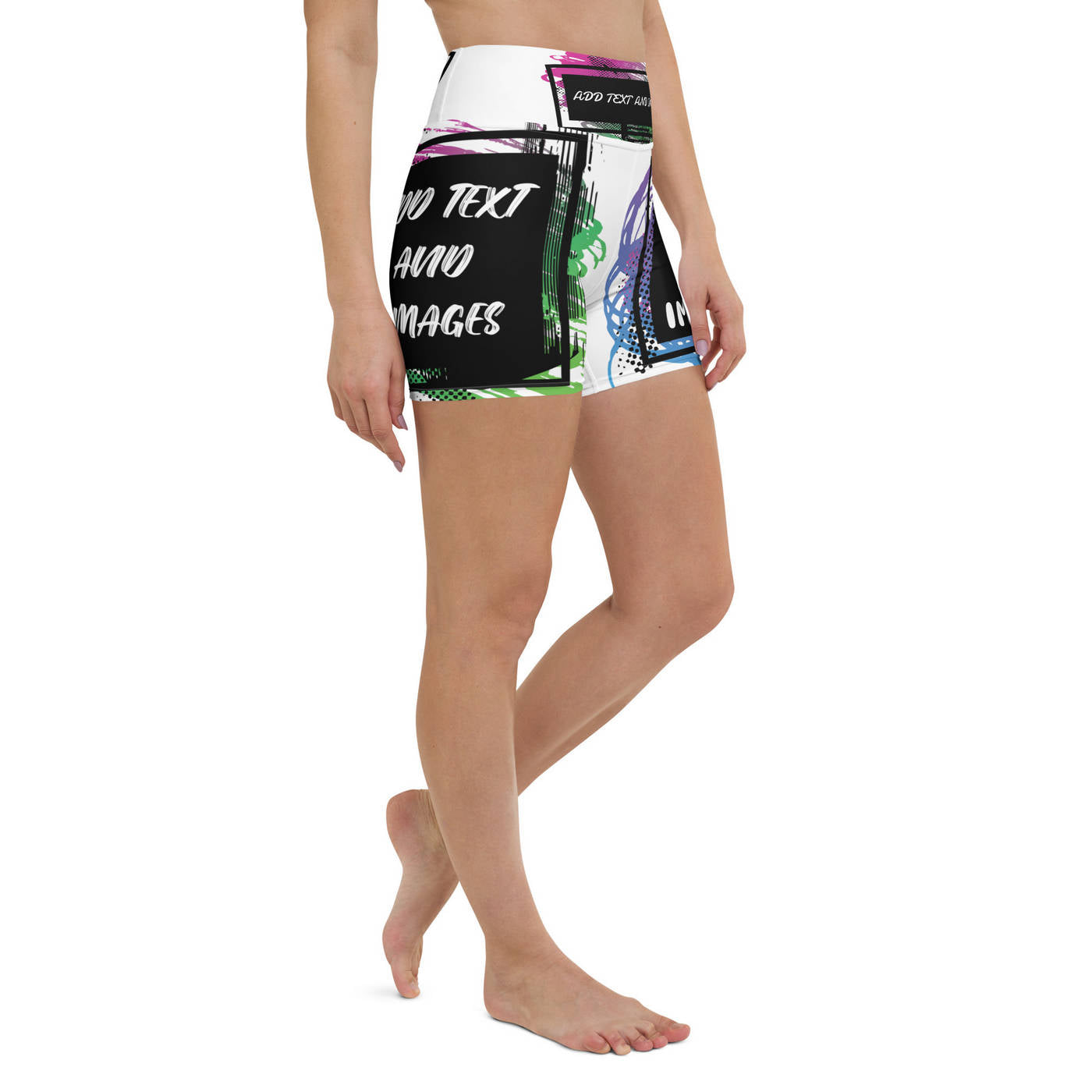 Women's Everyday Yoga Shorts (All-Over Print) (White Stitch) - Design Your Own
