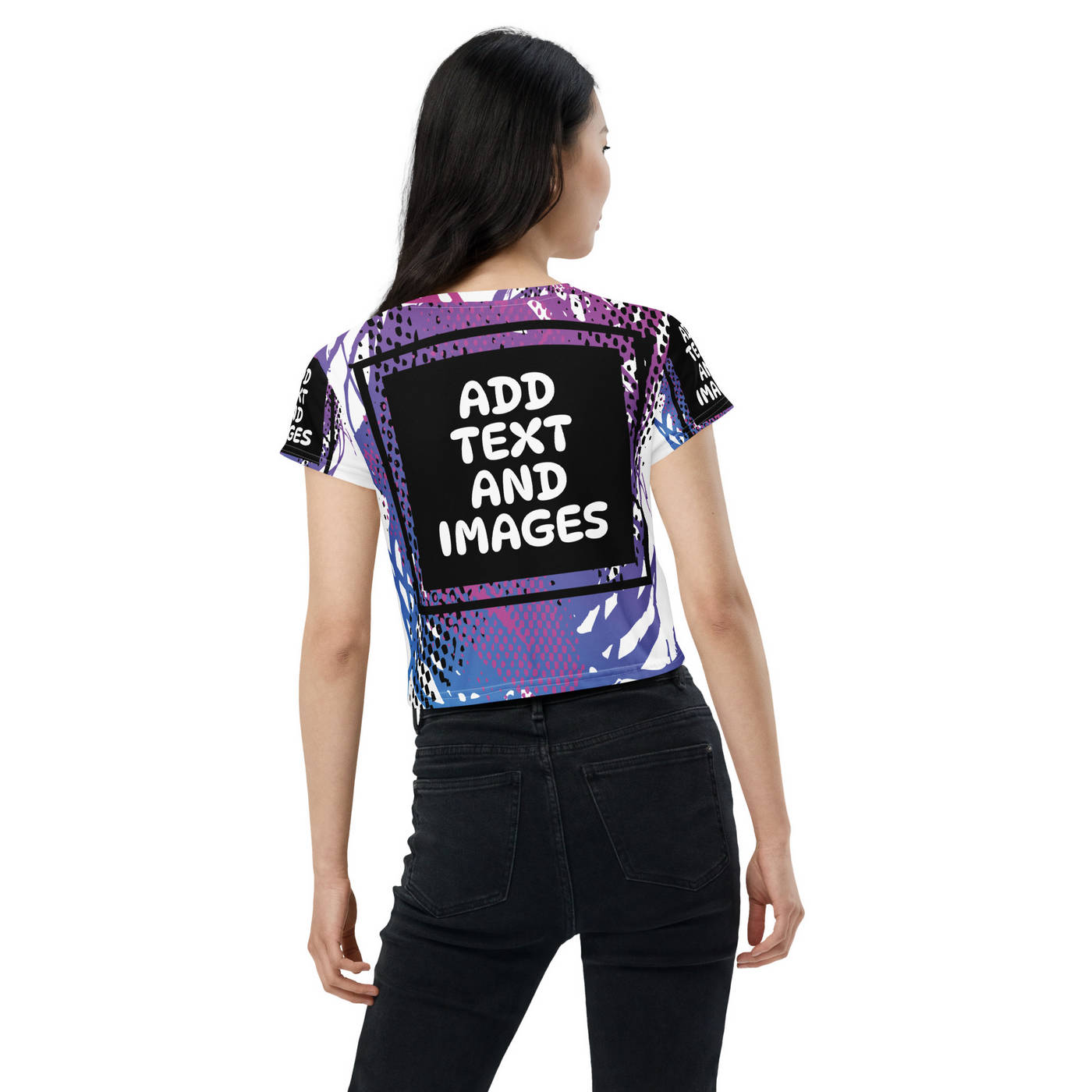 Women's Lightweight Crop T-Shirt (All-Over Print) (White Stitch) - Design Your Own