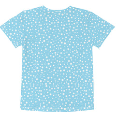 Kid's Exclusive Crew Neck T-Shirt - Mini White Polka Dot on Blue