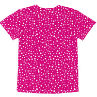 Kid's Exclusive Crew Neck T-Shirt - Mini White Polka Dot on Pink