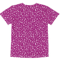 Kid's Exclusive Crew Neck T-Shirt - Mini White Polka Dot on Purple