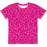 Kid's Exclusive Crew Neck T-Shirt - Mini White Polka Dot on Pink