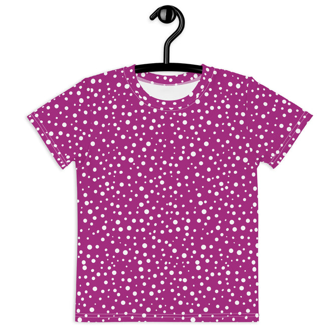 Kid's Exclusive Crew Neck T-Shirt - Mini White Polka Dot on Purple