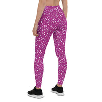 Women's Exclusive Leggings - Mini White Polka Dot on Purple