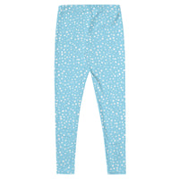 Women's Exclusive Leggings - Mini White Polka Dot on Blue