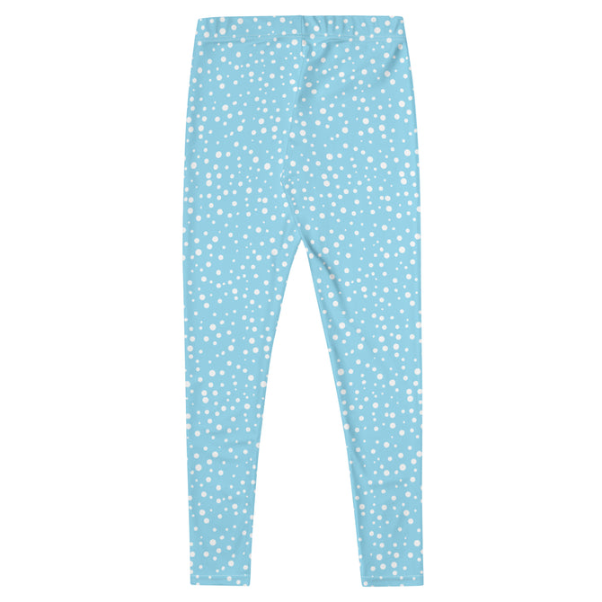 Women's Exclusive Leggings - Mini White Polka Dot on Blue