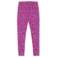 Women's Exclusive Leggings - Mini White Polka Dot on Purple