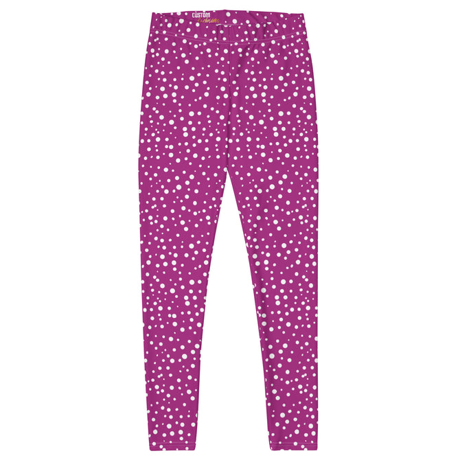 Women's Exclusive Leggings - Mini White Polka Dot on Purple