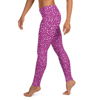 Women's Exclusive Leggings - Mini White Polka Dot on Purple