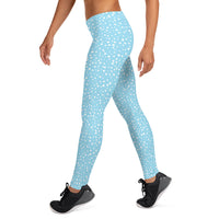 Women's Exclusive Leggings - Mini White Polka Dot on Blue