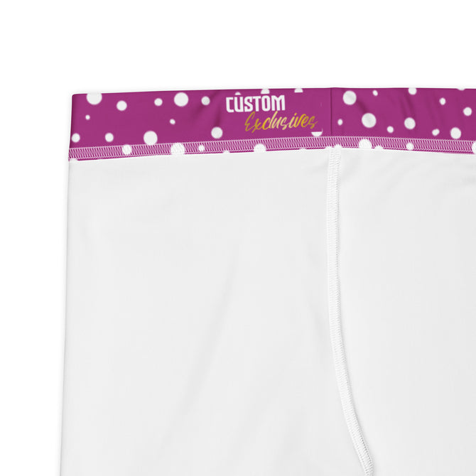 Women's Exclusive Leggings - Mini White Polka Dot on Purple