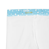 Women's Exclusive Leggings - Mini White Polka Dot on Blue