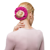 Exclusive Knot Scrunchie - Mini White Polka Dot on Pink