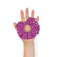 Exclusive Knot Scrunchie - Mini White Polka Dot on Purple