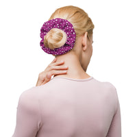 Exclusive Knot Scrunchie - Mini White Polka Dot on Purple