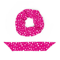 Exclusive Knot Scrunchie - Mini White Polka Dot on Pink