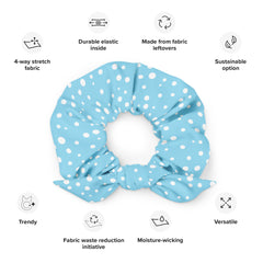 Exclusive Knot Scrunchie - Mini White Polka Dot on Blue