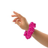 Exclusive Knot Scrunchie - Mini White Polka Dot on Pink