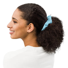 Exclusive Knot Scrunchie - Mini White Polka Dot on Blue
