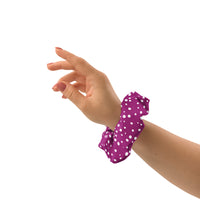 Exclusive Knot Scrunchie - Mini White Polka Dot on Purple