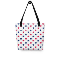 Exclusive Tote Bag (all - over print) - Red Blue Stars 1 - Black - 