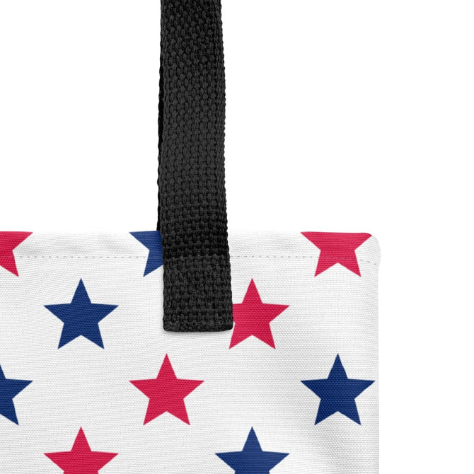 Exclusive Tote Bag (all - over print) - Red Blue Stars 1 - Black - 