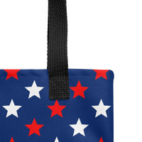 Exclusive Tote Bag (all - over print) - Red White Blue Stars 1 - Black - 