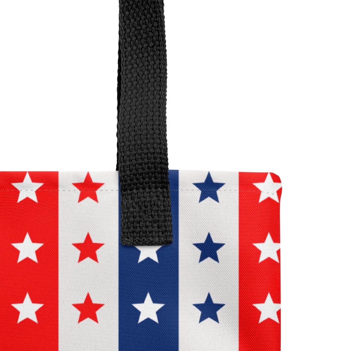 Exclusive Tote Bag (all - over print) - Red White Blue Stars 2 - Black - 
