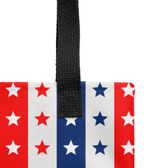 Exclusive Tote Bag (all - over print) - Red White Blue Stars 2 - Black - 