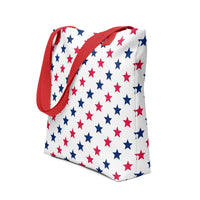 Exclusive Tote Bag (all - over print) - Red Blue Stars 1 - Red - 