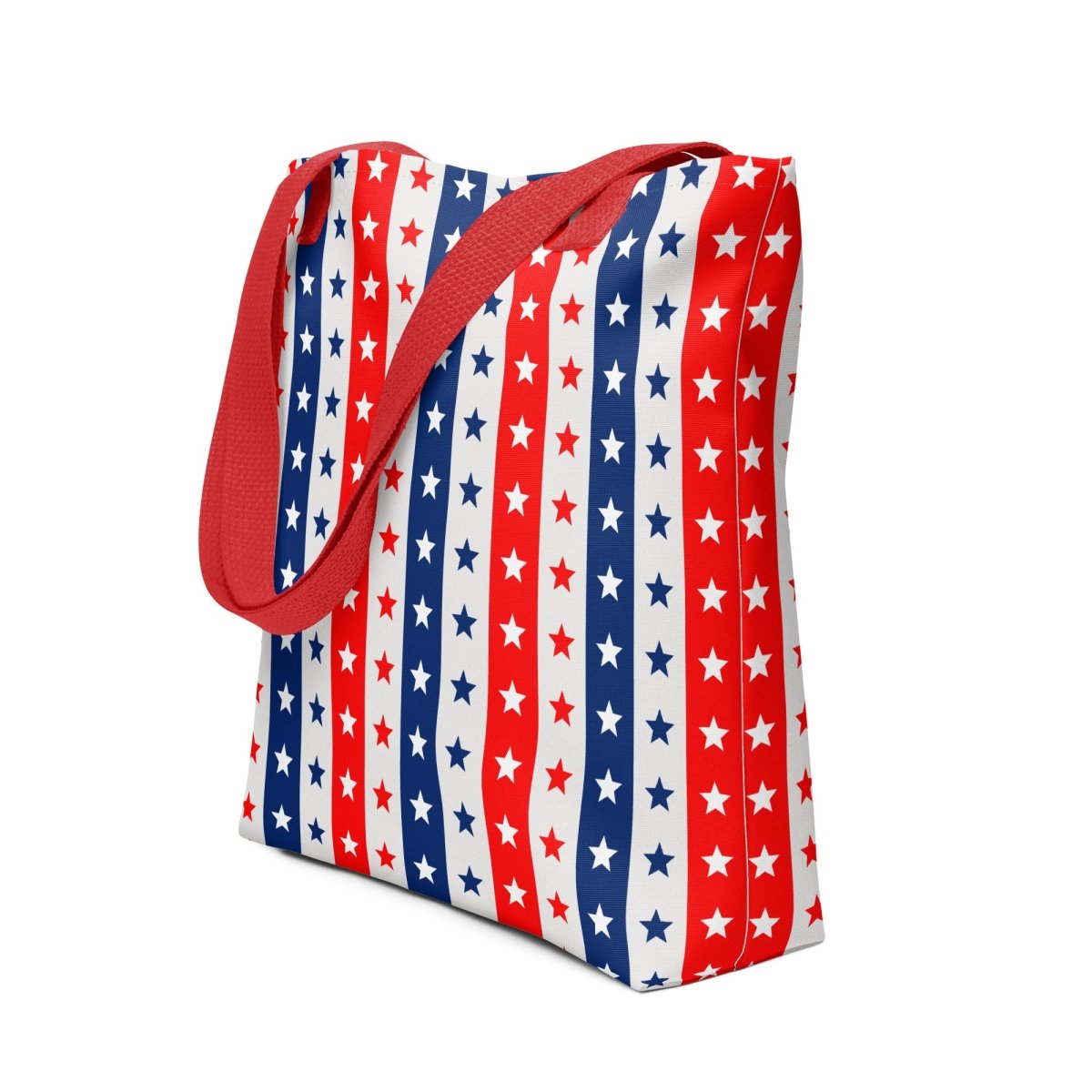 Exclusive Tote Bag (all - over print) - Red White Blue Stars 2 - Red - 