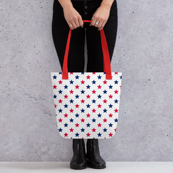 Exclusive Tote Bag (all - over print) - Red Blue Stars 1 - Red - 