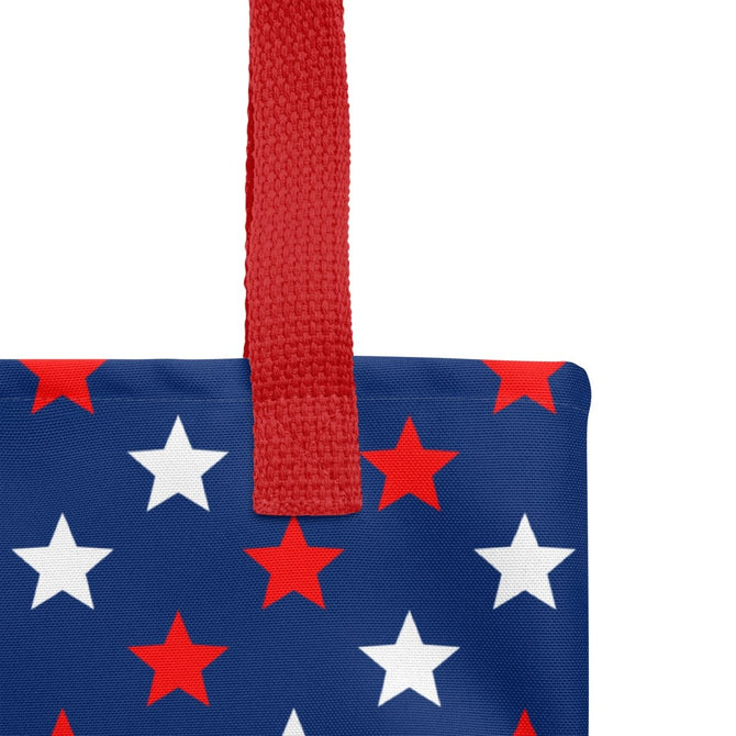 Exclusive Tote Bag (all - over print) - Red White Blue Stars 1 - Black - 