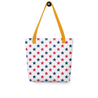 Exclusive Tote Bag (all - over print) - Red Blue Stars 1 - Yellow - 