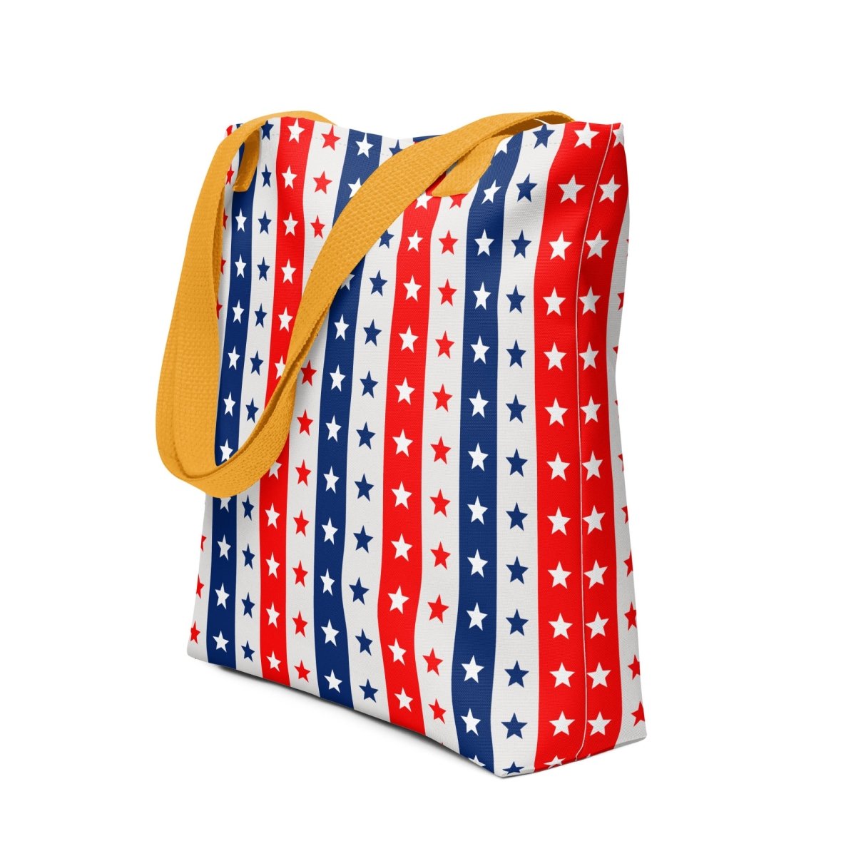 Exclusive Tote Bag (all - over print) - Red White Blue Stars 2 - Yellow - 