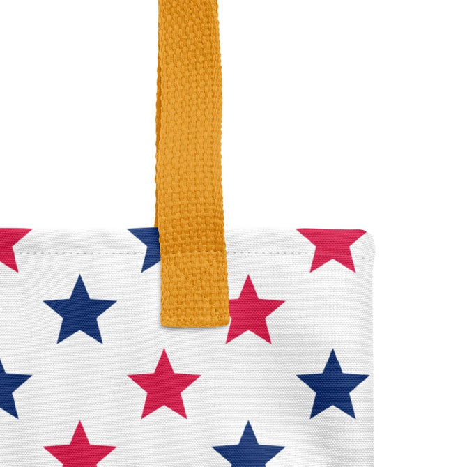 Exclusive Tote Bag (all - over print) - Red Blue Stars 1 - Yellow - 