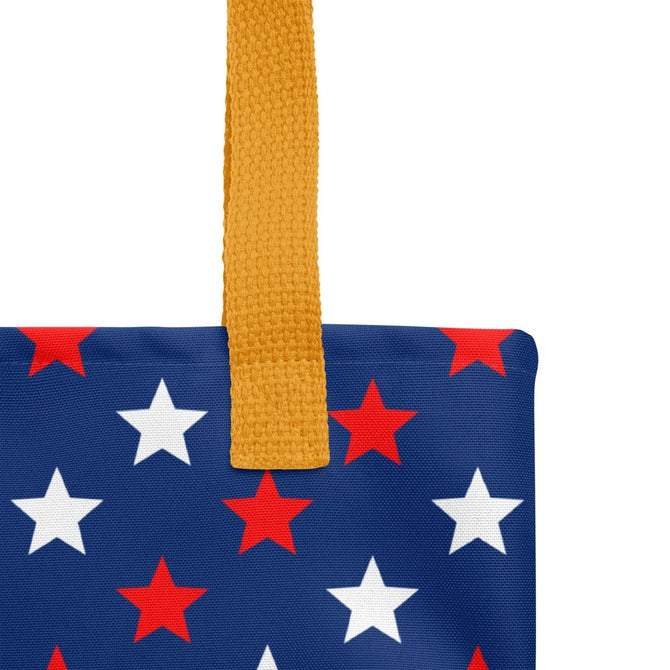 Exclusive Tote Bag (all - over print) - Red White Blue Stars 1 - Yellow - 