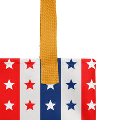 Exclusive Tote Bag (all - over print) - Red White Blue Stars 2 - Yellow - 