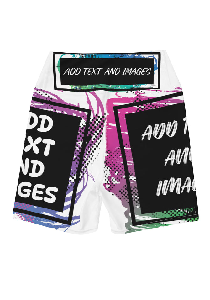 Women's Yoga Shorts (All-over Print) (White Stitch) - Design Your Own