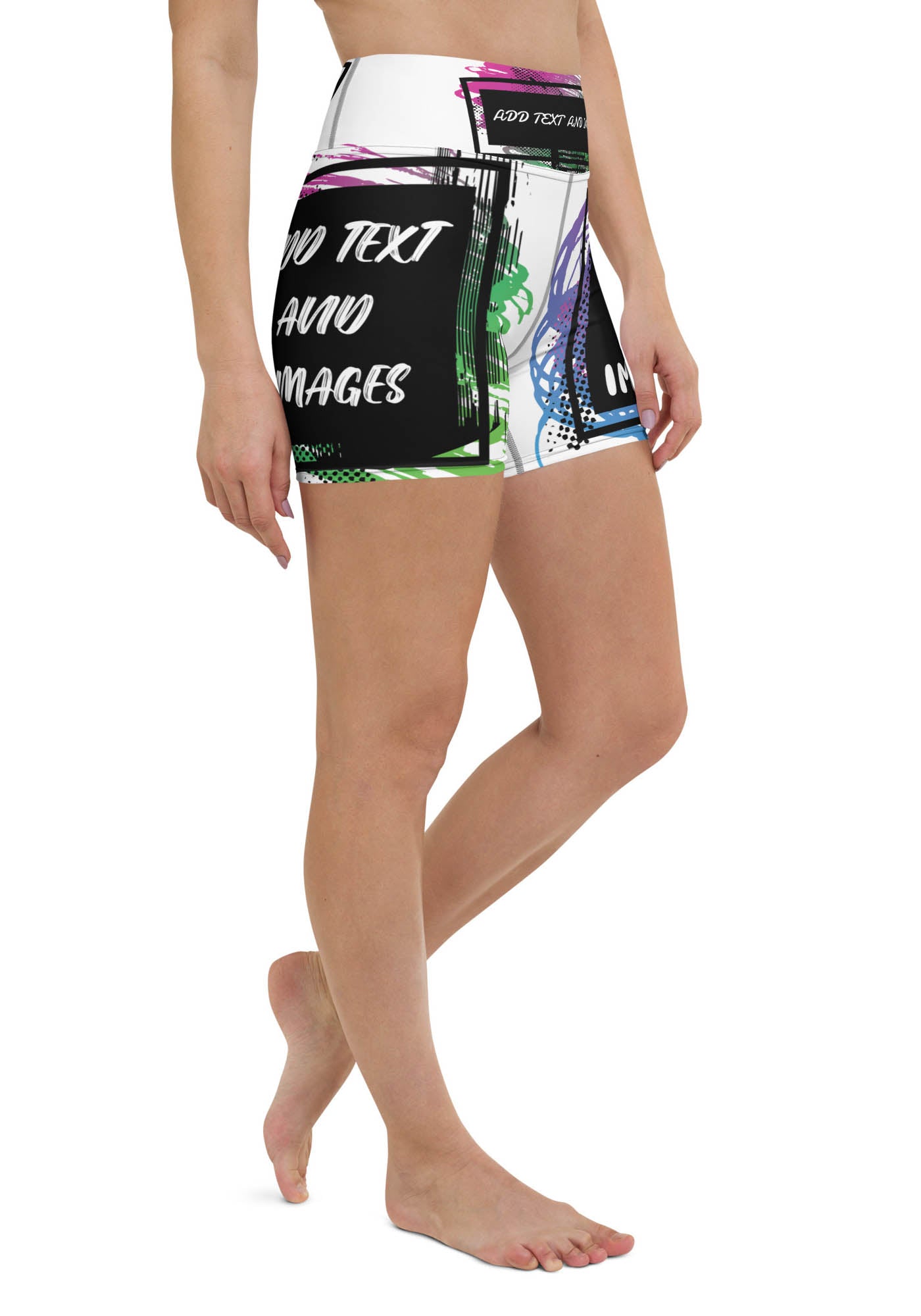 Women's Yoga Shorts (All-over Print) (Black Stitch) - Design Your Own