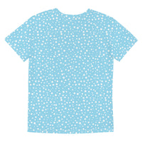 Youth Exclusive Crew Neck T-Shirt - Mini White Polka Dot on Blue