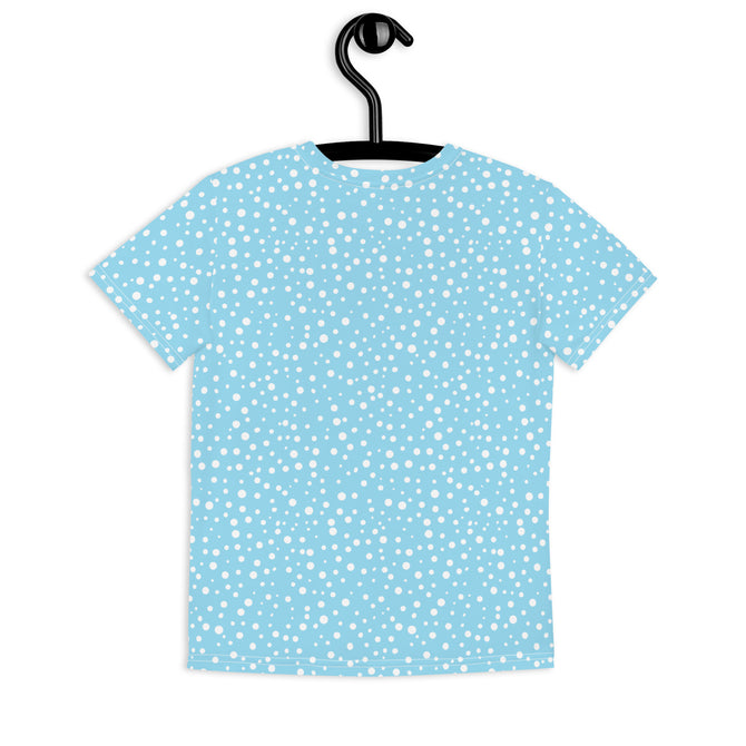 Youth Exclusive Crew Neck T-Shirt - Mini White Polka Dot on Blue