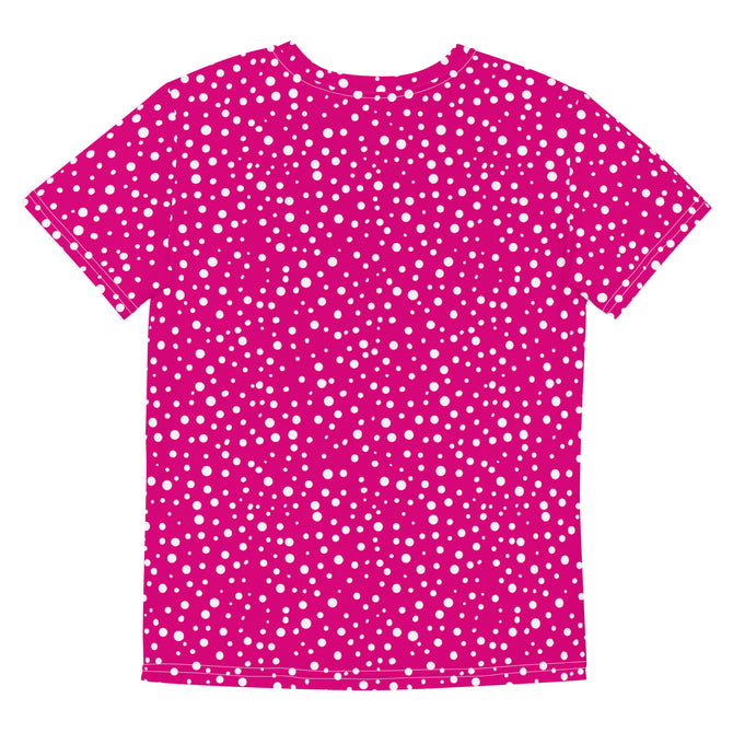 Youth Exclusive Crew Neck T-Shirt - Mini White Polka Dot on Pink