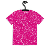 Youth Exclusive Crew Neck T-Shirt - Mini White Polka Dot on Pink