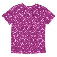 Youth Exclusive Crew Neck T-Shirt - Mini White Polka Dot on Purple