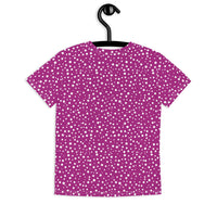 Youth Exclusive Crew Neck T-Shirt - Mini White Polka Dot on Purple