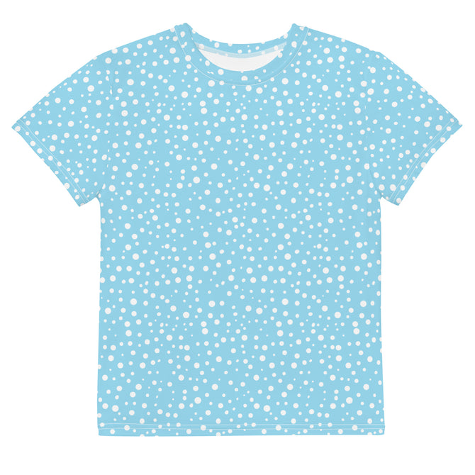 Youth Exclusive Crew Neck T-Shirt - Mini White Polka Dot on Blue