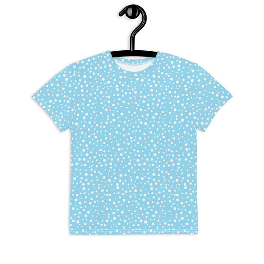 Youth Exclusive Crew Neck T-Shirt - Mini White Polka Dot on Blue